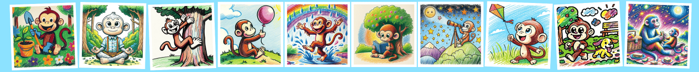 Featured example coloured in pictures of monkeys