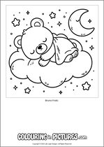 Free printable bear themed colouring page of a bear. Colour in Bruno Frolic.