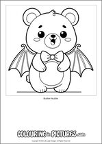 Free printable bear themed colouring page of a bear. Colour in Buster Nuzzle.