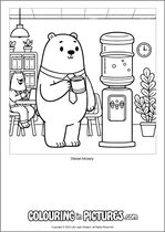 Free printable bear themed colouring page of a bear. Colour in Diesel Mosey.