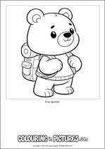 Free printable bear themed colouring page of a bear. Colour in Enzo Sparkle.