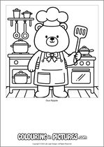 Free printable bear themed colouring page of a bear. Colour in Gus Ripple.