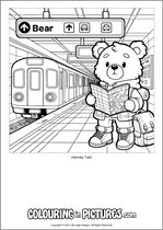 Free printable bear themed colouring page of a bear. Colour in Harvey Ted.