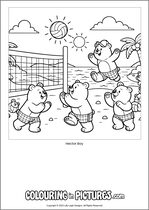 Free printable bear themed colouring page of a bear. Colour in Hector Boy.