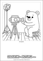 Free printable bear themed colouring page of a bear. Colour in Isla Spark.