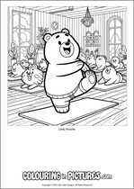 Free printable bear themed colouring page of a bear. Colour in Lady Razzle.