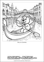 Free printable bear themed colouring page of a bear. Colour in Max On A Gondala.