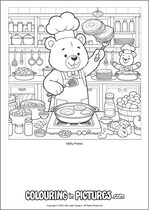 Free printable bear themed colouring page of a bear. Colour in Milly Paws.