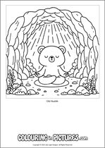Free printable bear themed colouring page of a bear. Colour in Obi Nuzzle.