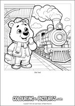 Free printable bear themed colouring page of a bear. Colour in Obi Ted.