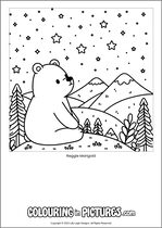 Free printable bear themed colouring page of a bear. Colour in Reggie Marigold.