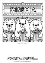 Free printable bear themed colouring page of a bear. Colour in Riley Family Cinema.