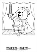 Free printable bear themed colouring page of a bear. Colour in Rolo Drift.
