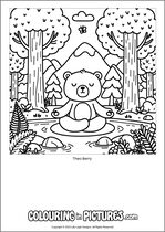 Free printable bear themed colouring page of a bear. Colour in Theo Berry.