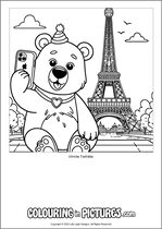 Free printable bear themed colouring page of a bear. Colour in Vinnie Twinkle.