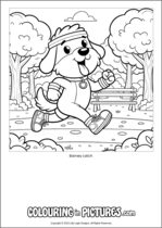 Free printable dog themed colouring page of a dog. Colour in Barney Latch.