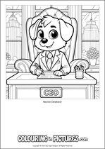 Free printable dog themed colouring page of a dog. Colour in Nectar Dewbear.