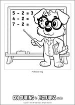Free printable dog themed colouring page of a dog. Colour in Professor Dog.