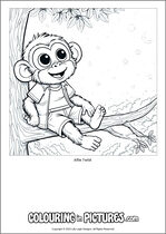 Free printable monkey themed colouring page of a monkey. Colour in Alfie Twist.