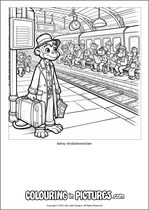 Free printable monkey colouring page. Colour in Betsy Wobblewander.