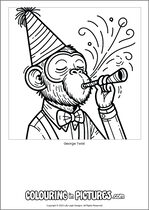 Free printable monkey themed colouring page of a monkey. Colour in George Twist.