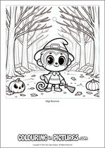 Free printable monkey themed colouring page of a monkey. Colour in Gigi Bounce.