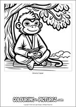 Free printable monkey themed colouring page of a monkey. Colour in Gracie Caper.