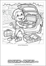 Free printable monkey themed colouring page of a monkey. Colour in Jamie Patterpounce.