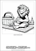 Free printable monkey themed colouring page of a monkey. Colour in Jasper Wobblewander.