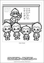 Free printable monkey themed colouring page of a monkey. Colour in Kirby Thicket.