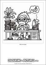 Free printable monkey themed colouring page of a monkey. Colour in Ollie Scamper.