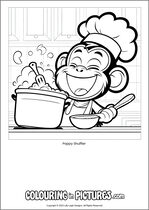 Free printable monkey themed colouring page of a monkey. Colour in Poppy Shuffler.