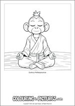 Free printable monkey themed colouring page of a monkey. Colour in Quincy Patterpounce.