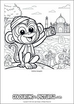 Free printable monkey themed colouring page of a monkey. Colour in Rufus Hoopla.