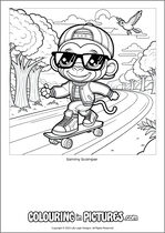 Free printable monkey colouring page. Colour in Sammy Scamper.