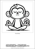 Free printable monkey themed colouring page of a monkey. Colour in Toby Monkey.