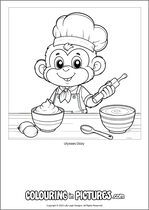 Free printable monkey themed colouring page of a monkey. Colour in Ulysses Dizzy.