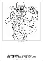 Free printable monkey themed colouring page of a monkey. Colour in Vince Tropic.