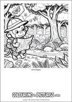 Free printable monkey themed colouring page of a monkey. Colour in Xena Ripple.