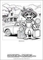 Free printable monkey colouring page. Colour in Zeke Sprout.