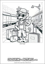 Free printable monkey themed colouring page of a monkey. Colour in Zeke Zinger.