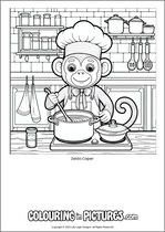 Free printable monkey themed colouring page of a monkey. Colour in Zelda Caper.