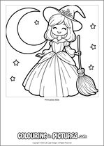 Free printable princess themed colouring page of a princess. Colour in Princess Allie.