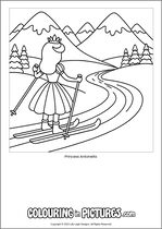 Free printable princess themed colouring page of a princess. Colour in Princess Antonella.