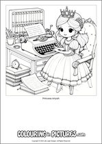Free printable princess themed colouring page of a princess. Colour in Princess Ariyah.