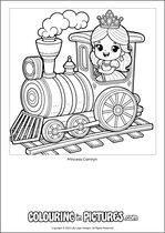 Free printable princess themed colouring page of a princess. Colour in Princess Camryn.