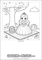 Free printable princess themed colouring page of a princess. Colour in Princess Elle.
