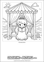 Free printable princess themed colouring page of a princess. Colour in Princess Esme.