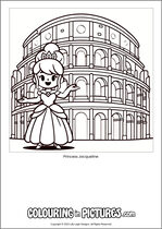 Free printable princess themed colouring page of a princess. Colour in Princess Jacqueline.