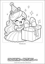 Free printable princess themed colouring page of a princess. Colour in Princess Lyric.